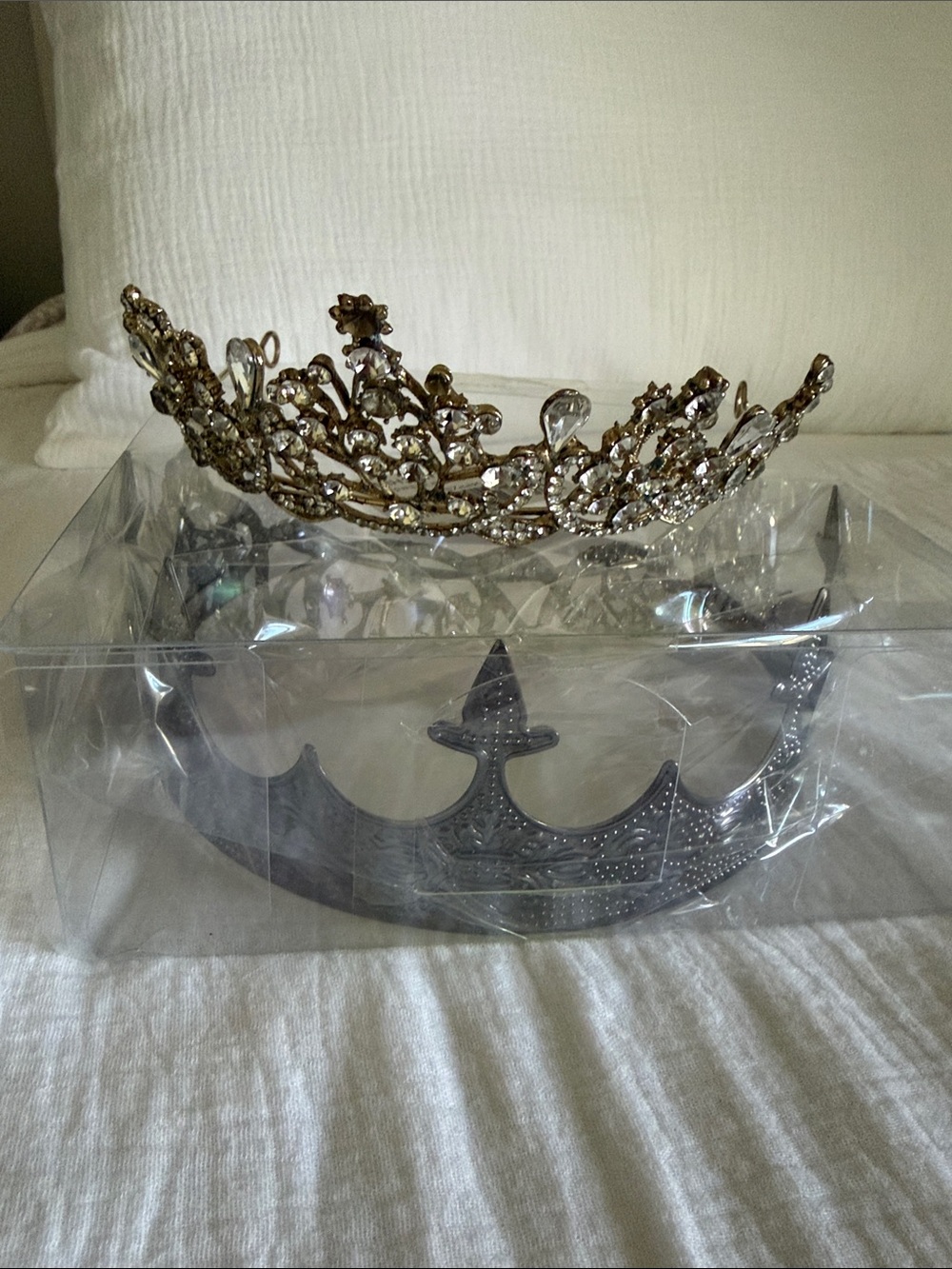 Gold Decorative Crystal Tiara Crown & Men’s crown - costume